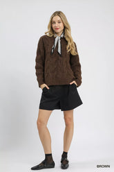 Umgee Cable Knit Cozy Sweater OutfitFlow